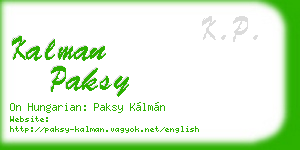 kalman paksy business card
